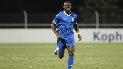 Newport County's Bobby Kamwa runs the length of the pitch to celebrate his goal, impressing fans of his former team